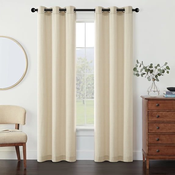Mainstays Chenille Light Filtering Curtain Panel Pair, Beige, 38"W x 63"L