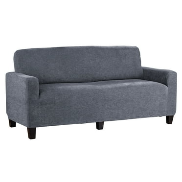Mainstays Chenille Stretch-to-Fit Loveseat Fabric Slipcover, for 2 People, 1-Piece, Blue