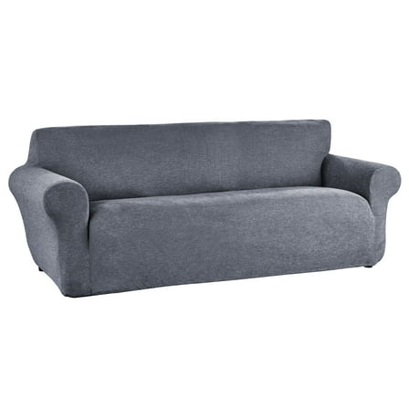 Mainstays Chenille Stretch-to-Fit Sofa Fabric Slipcover, 1-Piece, Blue