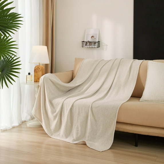 Mainstays Cozy Chenille Throw, Papyrus Beige, 50" x 60"