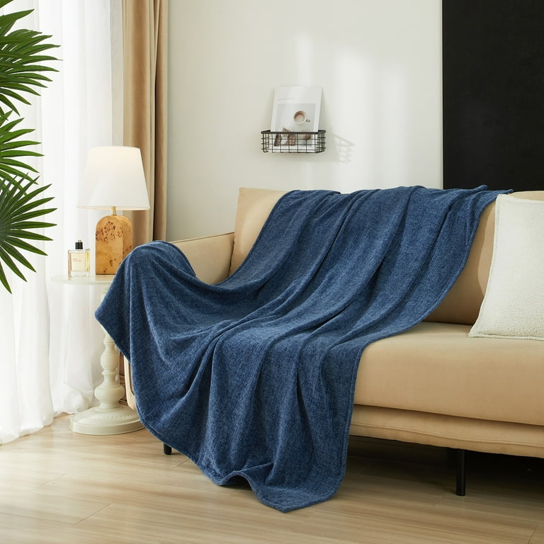Mainstays Cozy Chenille Throw, Washed Indigo, 50 Mainstays Cozy Chenille Throw, Washed Indigo, 50
