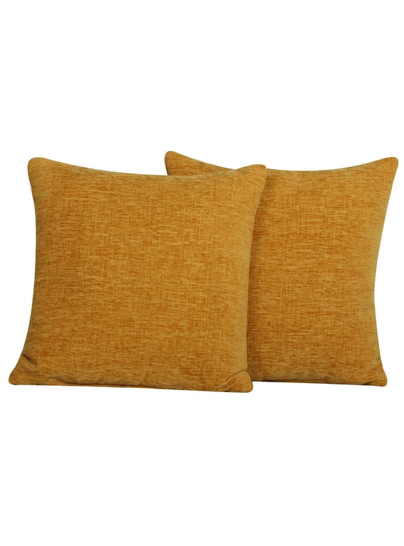 Mainstays Chenille Yellow Pillow 18''x18'', 2 Pack