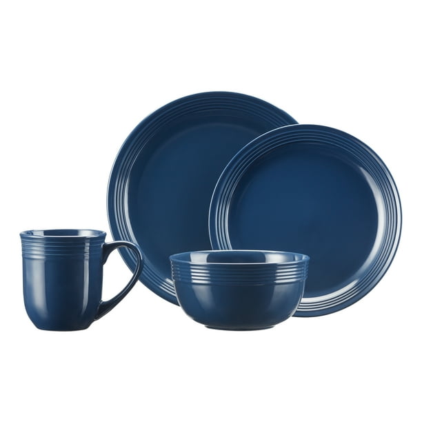 Mainstays Chiara 16-Piece Stoneware Dinnerware Set, Navy - Walmart