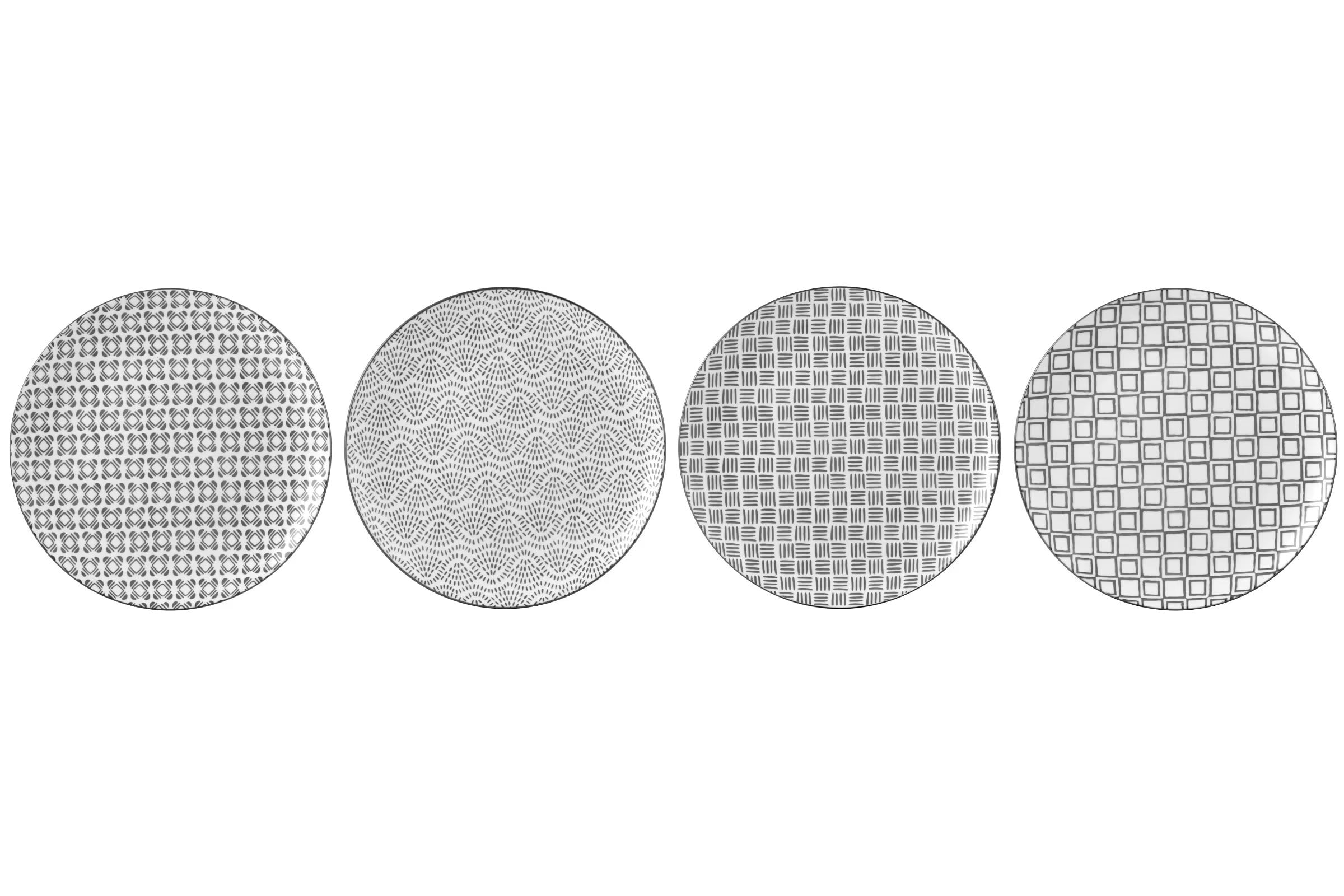 Mainstays Chiara 4 Piece Stoneware Round Gray Dinner Plates