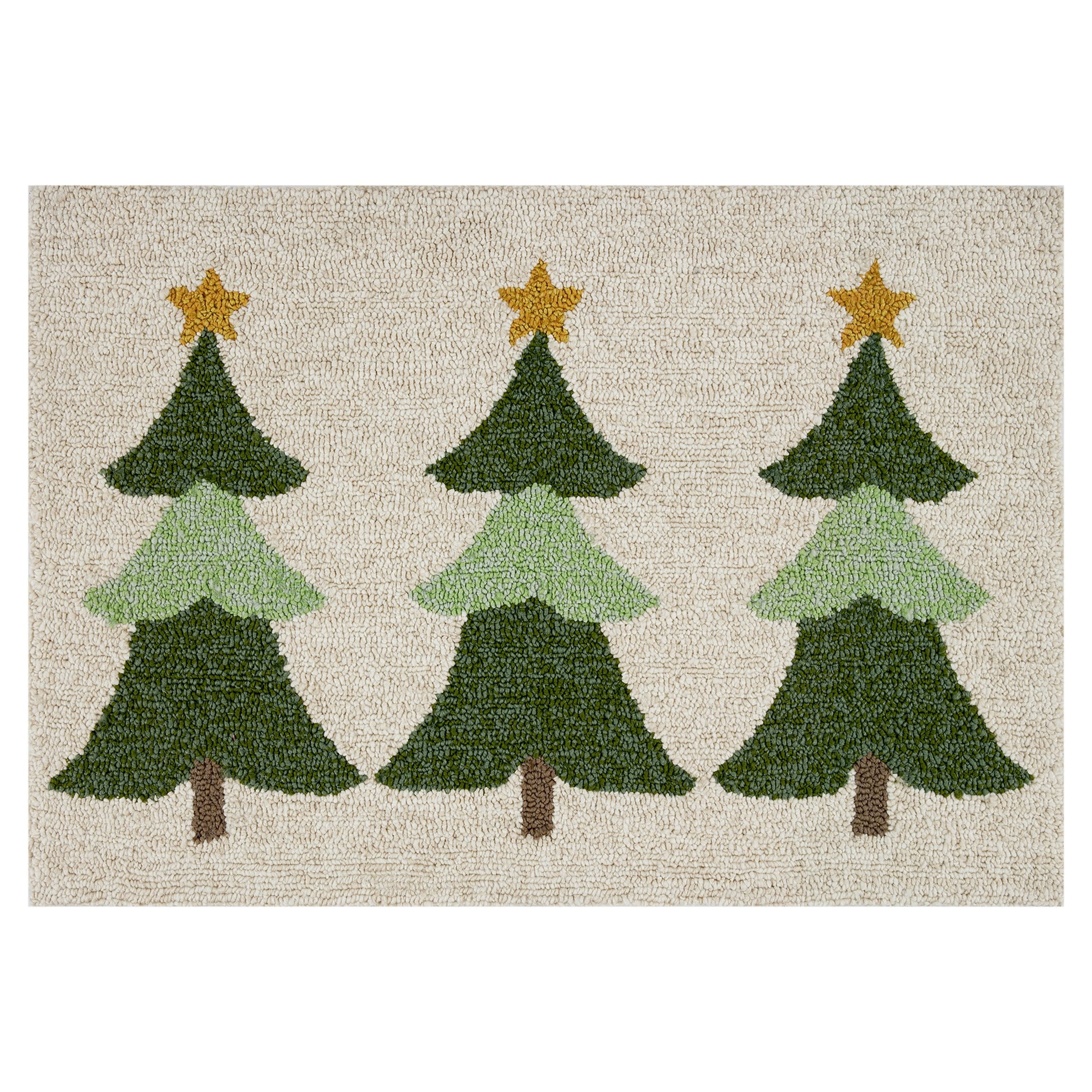 Mainstays Christmas Tree Hooked Indoor Accent Rug - Polypropylene - 20 ...