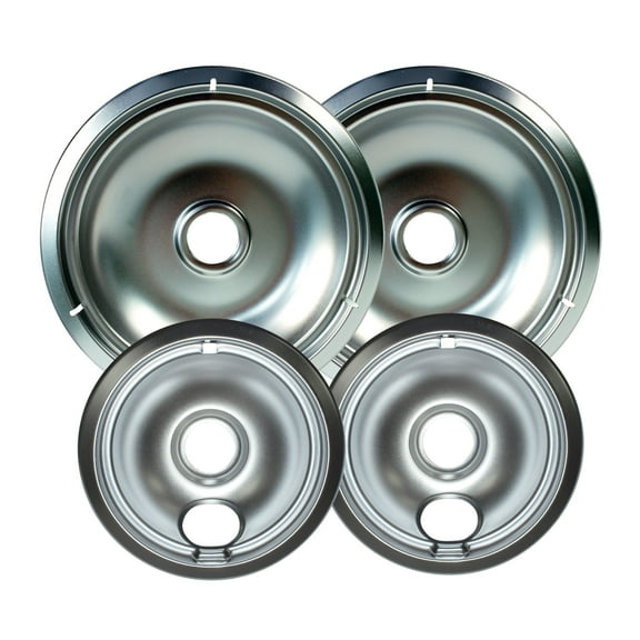 Mainstays R101C4 Universal Chrome Plated Drip Bowls, Set of 4. 2 Large and 2 Small