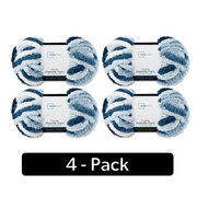 Mainstays Chunky Chenille Yarn, 31.7 yd, Blue Haze Multi, 100% Polyester, Super Bulky, Pack of 4