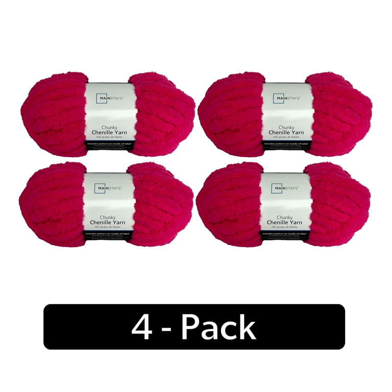 Superkyy Mainstays Chunky Chenille Yarn, 31.7 yd, Bright Pink, 100
