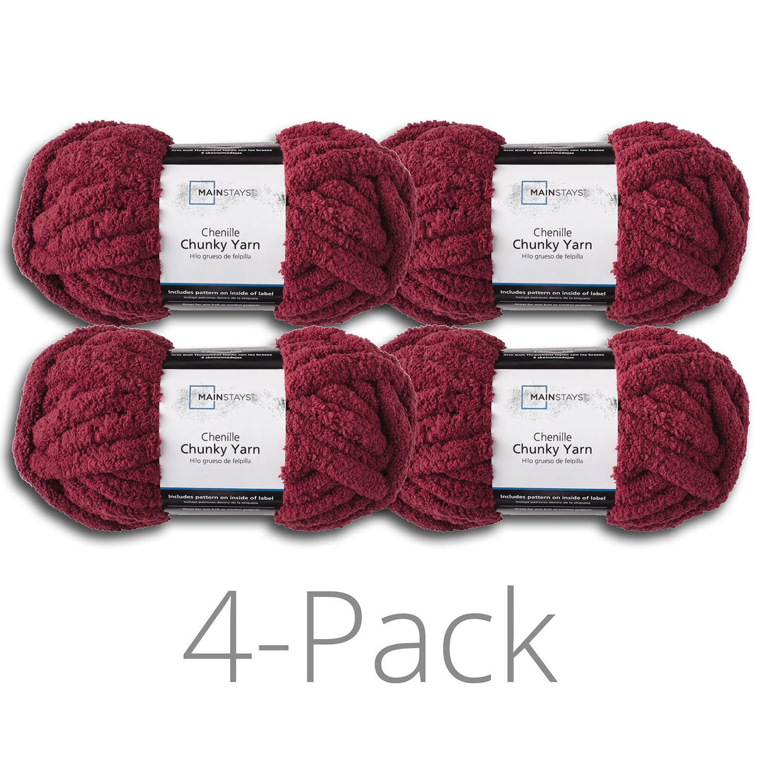 HOMBYS Wine Red Chunky Chenille Yarn for Crocheting, Bulky Thick Fluffy Yarn  for Knitting,Super Bulky