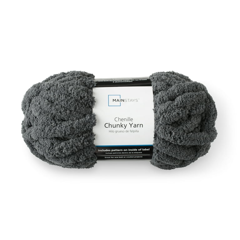 Mainstays Chunky Chenille Yarn, 31.7 yd, Charcoal Grey, 100