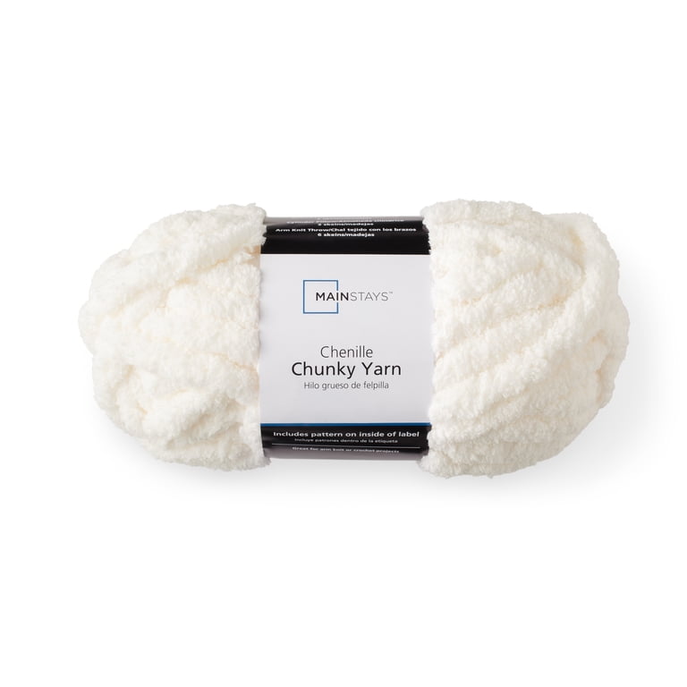 Mainstays Chunky Chenille Yarn, Ivory, Super Bulky photo 1