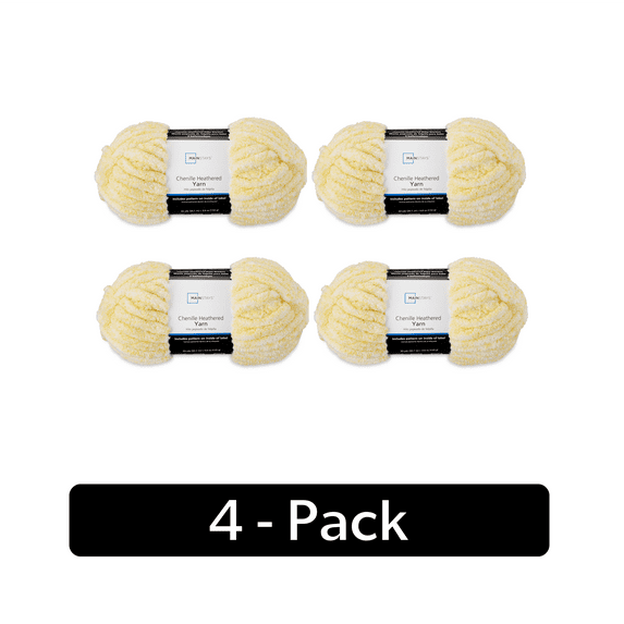 Mainstays Chunky Chenille Yarn, 31.7 yd, Lemonade, 100% Polyester, Super Bulky, Pack of 4