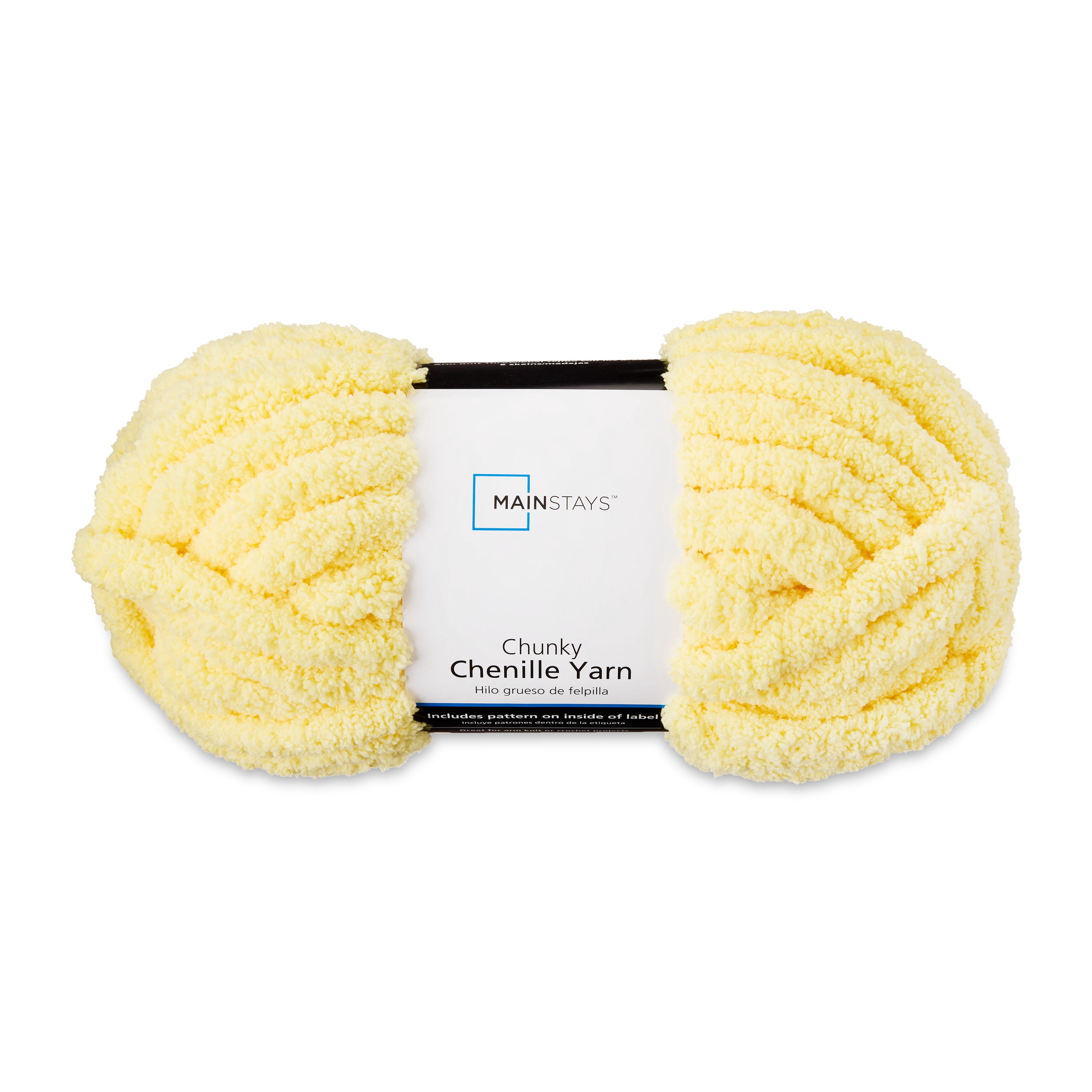 Mainstays Chunky Chenille Yarn, 31.7 yd, Lemonade, 100% Polyester, Super Bulky