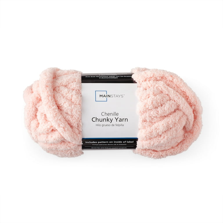 Mainstays Chunky Chenille Yarn, 31.7 yd, Light Pink, 100