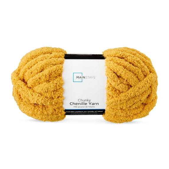 Mainstays Chunky Chenille Yarn, 31.7 yd, Mango, 100% Polyester, Super Bulky