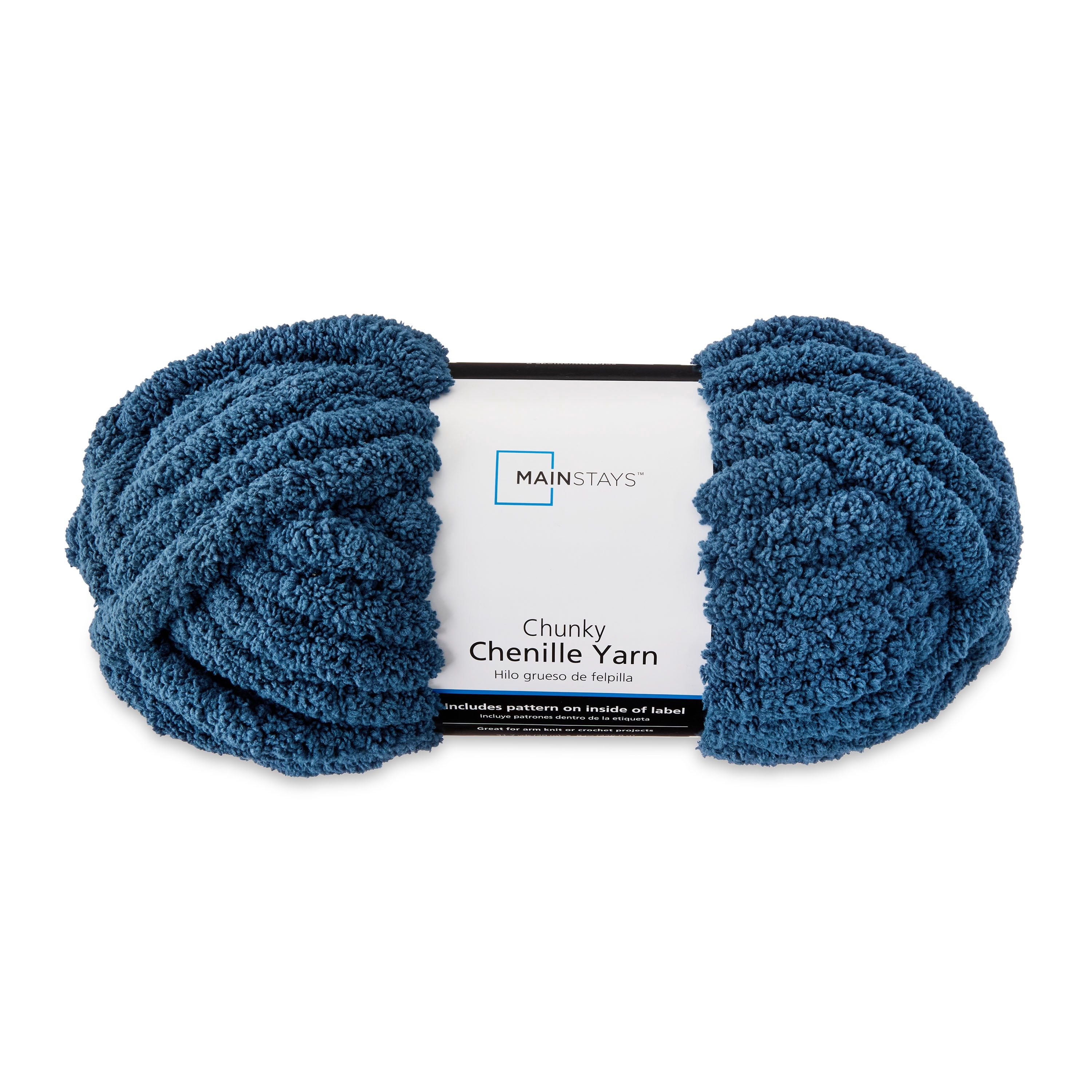 Mainstays Chunky Chenille Yarn, 31.7 yd, Orion Blue, 100% Polyester, Super Bulky
