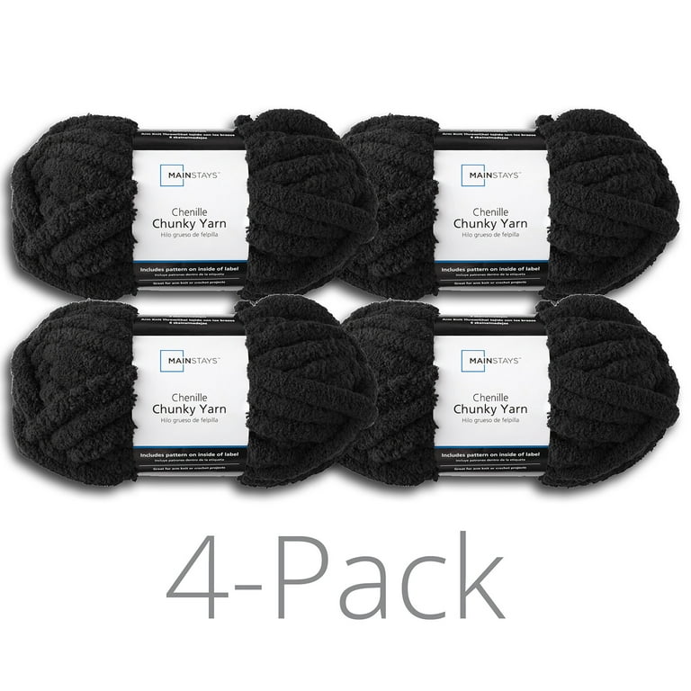 DDL&HEXI 2 Park Super Chenille Chunky Yarn,Blanket Making Kit,Jumbo Knitting Yarn 2x8oz 226g per Bag (Black)