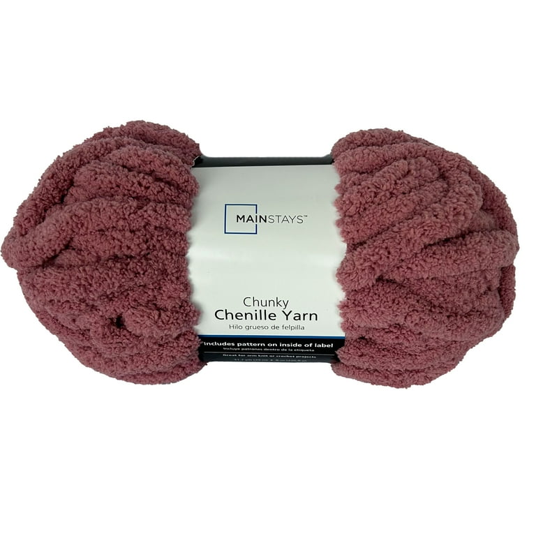 Mainstays Chunky Chenille Yarn 31.7 yd Rose 100 Polyester Super Bulky Walmart