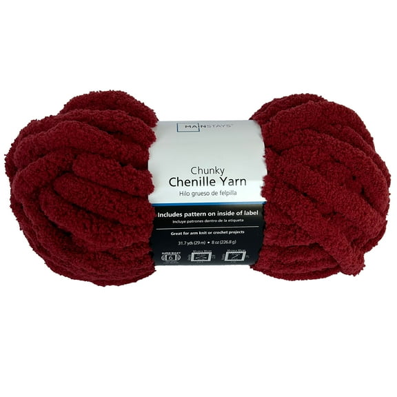 Mainstays Chunky Chenille Yarn, 31.7 yd, Rust, 100% Polyester, Super Bulky