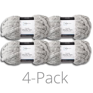 Mainstays Chunky Chenille Yarn, Silver, Super Bulky 4-Pack