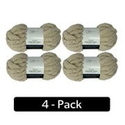 Mainstays Chunky Chenille Yarn, 31.7 yd, Stone, 100% Polyester, Super Bulky, Pack of 4
