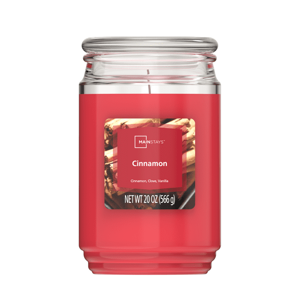 Mainstays Cinnamon Scented SingleWick Large Glass Jar Candle, 20 oz
