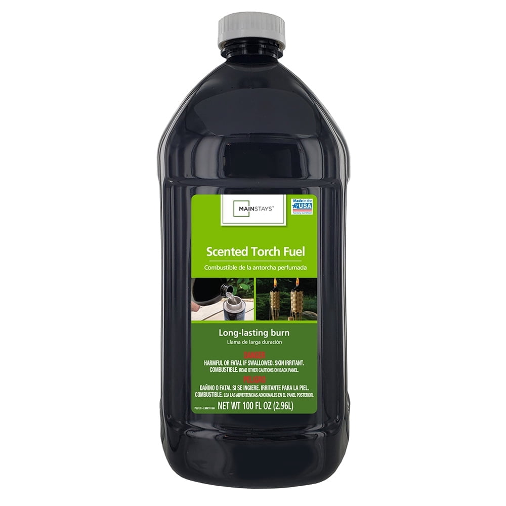 Mainstays Citronella-Scented Clear Torch Fuel Lamp Oil , 100 fl. oz., Outdoor Use, Pop-Up Spout, Mosquito Repellent