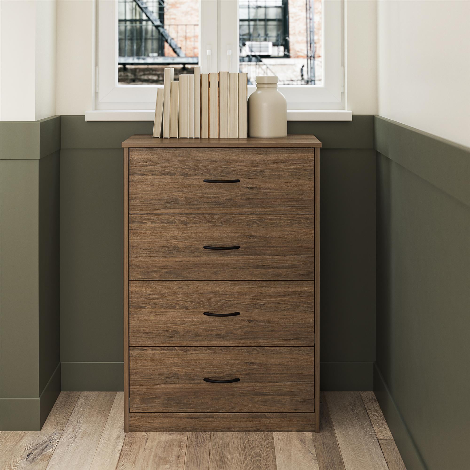 Mainstays Classic 4 Drawer Dresser, Rustic Oak