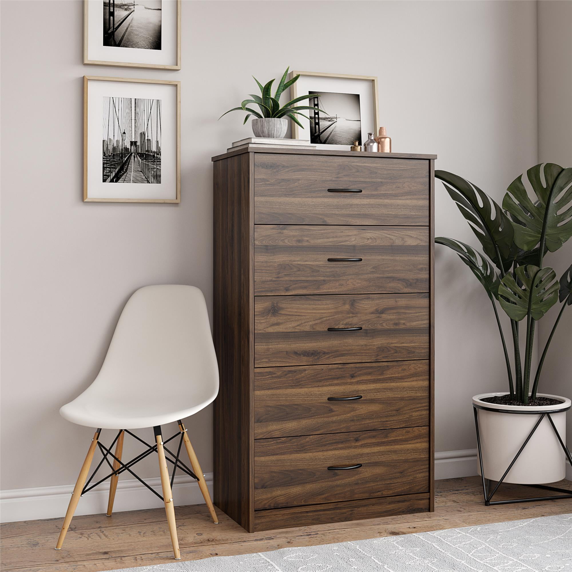 Walnut 5 cheap drawer dresser