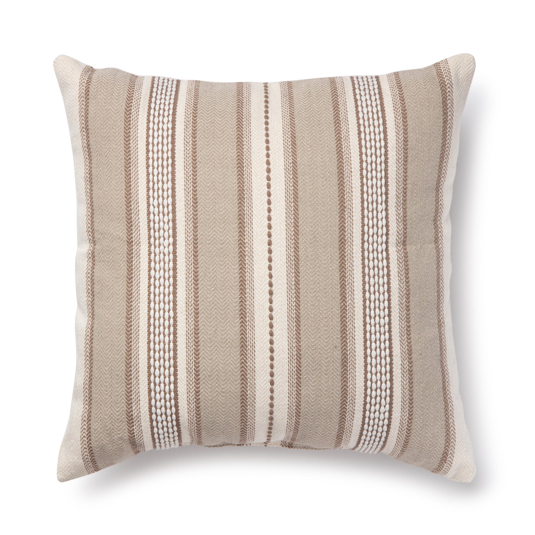 18X18 Brown Ivory + Gray Diagonal Stripe Hide Throw Pillow