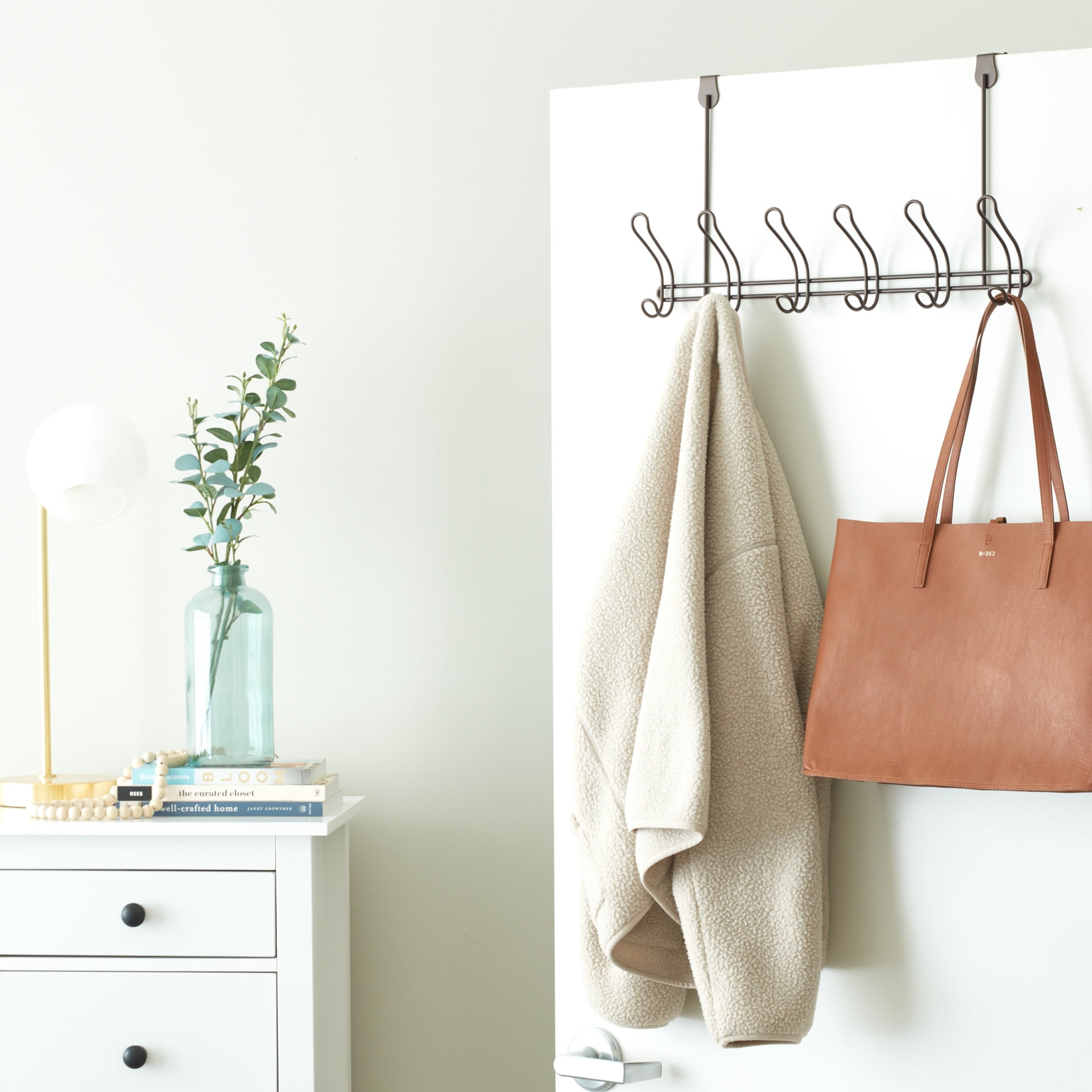Mainstays Classico Over The Door Coat Rack with 6 Hooks Bronze Metal Walmart