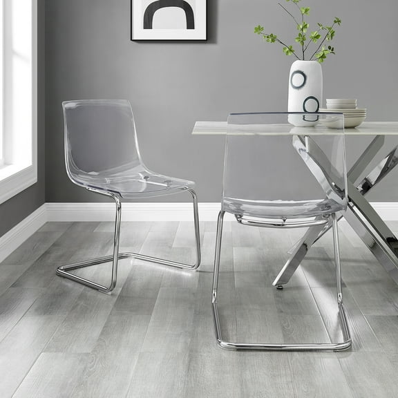 Mainstays Clear Dining Chair 2 Pack, Chrome and Clear