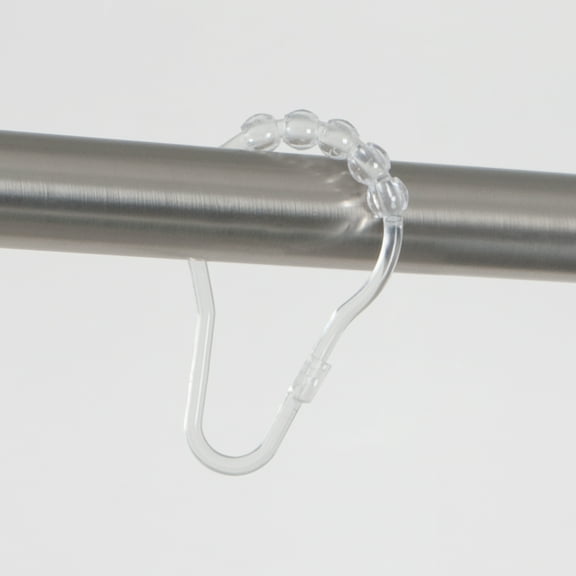 Mainstays Clear Easy Glide Rollerball Plastic Shower Curtain Rings, Set of 12