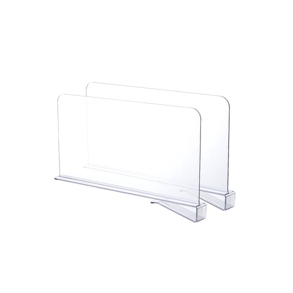 Mainstays Clear Plastic Closet Shelf Dividers, 2-Pack