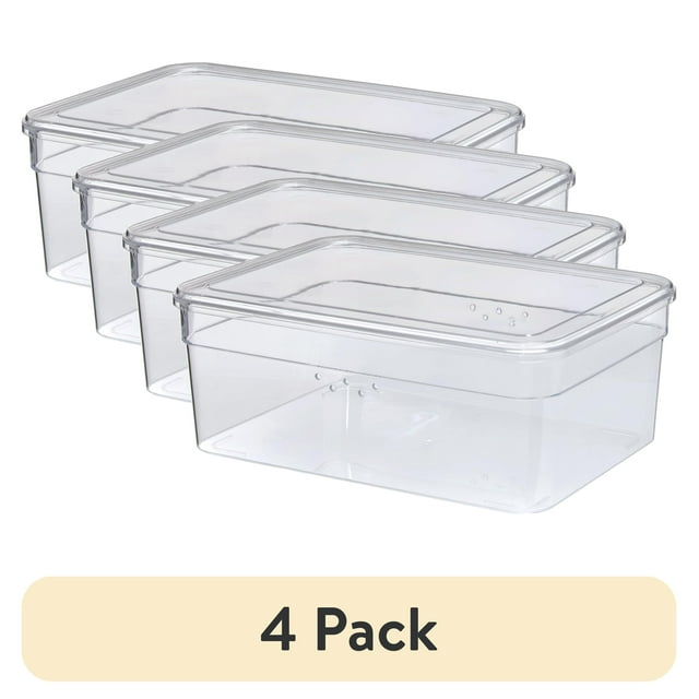 (4 pack) Mainstays Clear Plastic Glossy Finish Extra Wide Shoe Box with