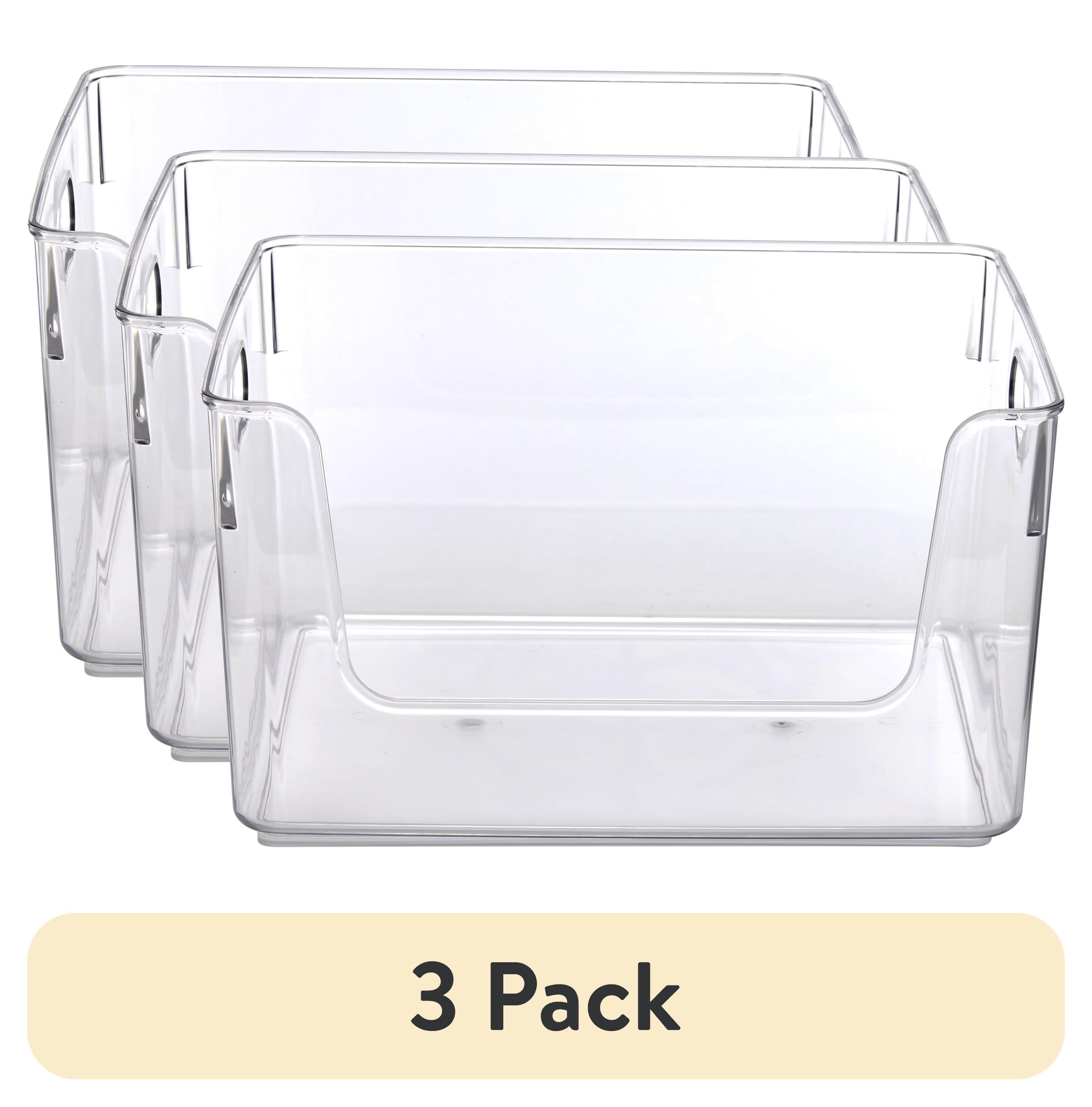 (3 pack) Mainstays Clear Plastic Open Front Organizer Bin , Single Size