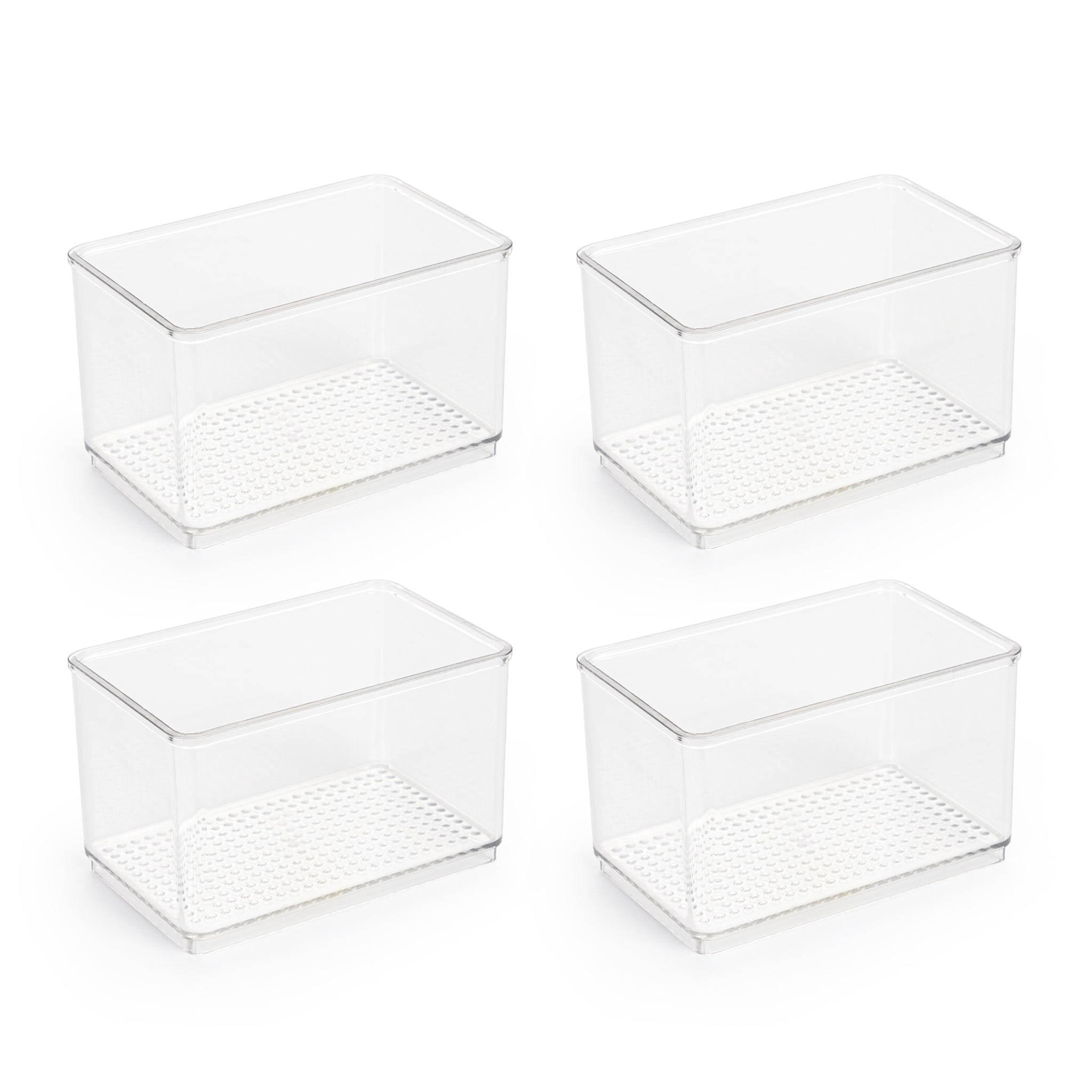 Mainstays Clear Plastic Bathroom Organizer Bin Set, 4 Pack