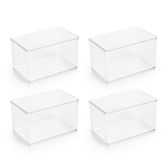 Mainstays Clear Plastic Organizer Bin for Bathroom- 4 pack