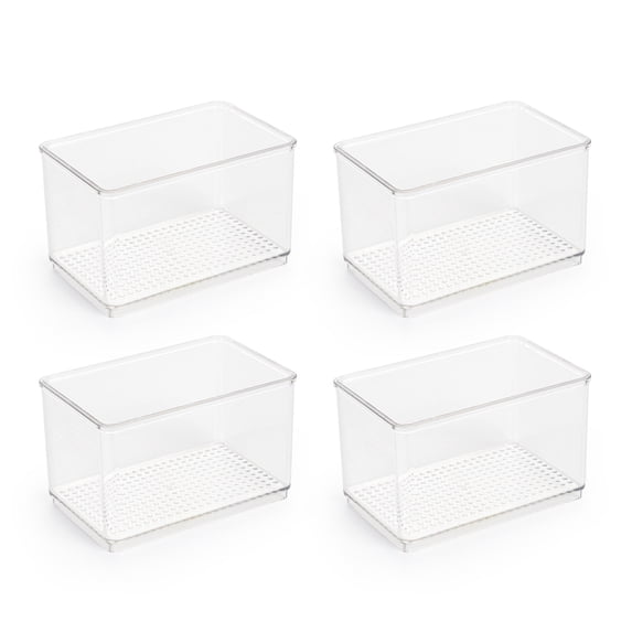 Mainstays Clear Plastic Organizer Bin for Bathroom- 4 pack