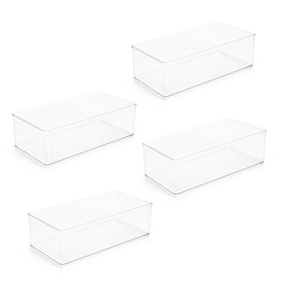 Mainstays Clear Plastic Organizer Bin for Bathroom- - 4 pack