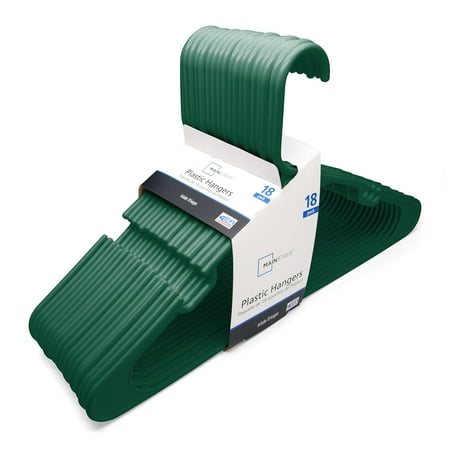Mainstays Collegiate Clothing Hangers, 18 Count, Green, Durable Plastic