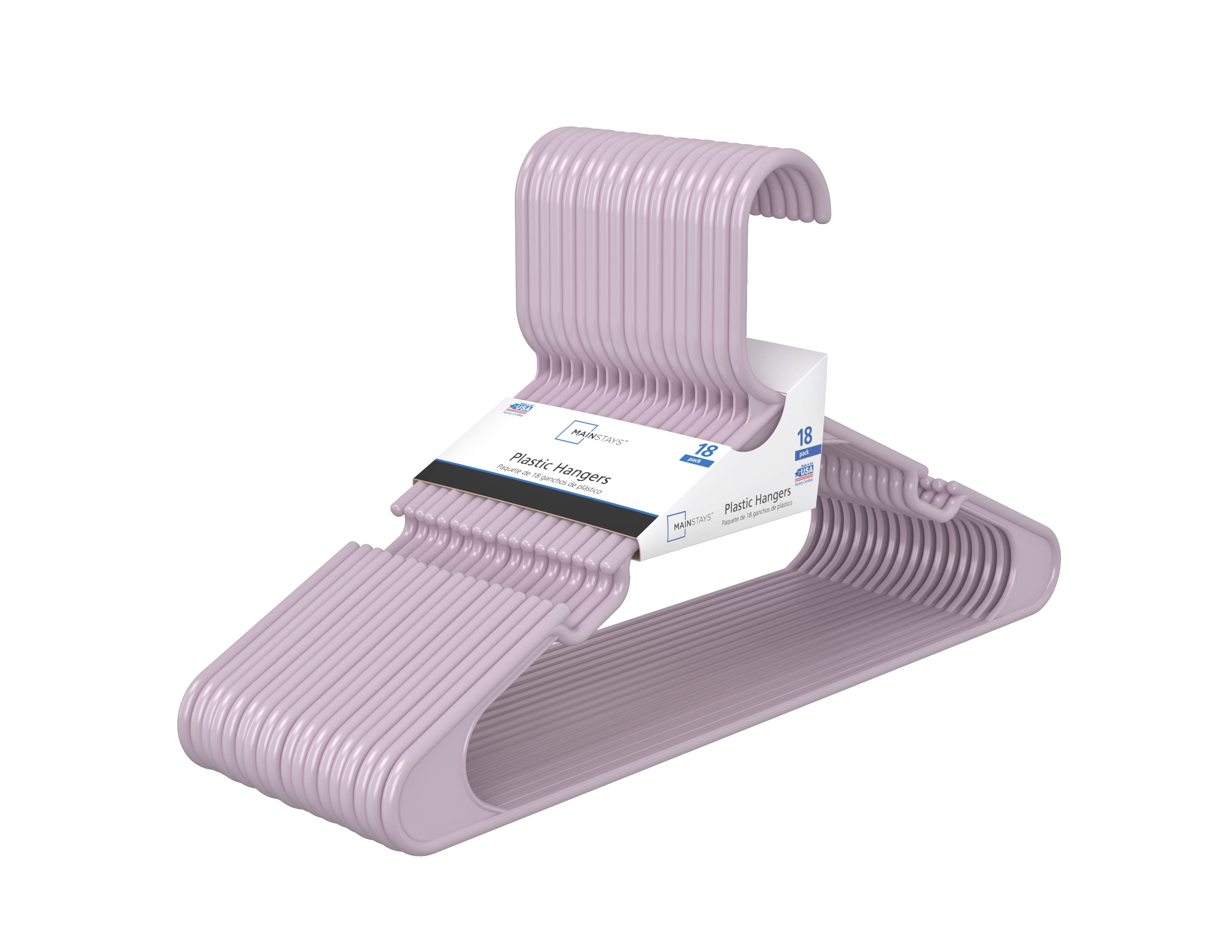 Mainstays Clothes Hangers, 18 Pack, Lilac Bloom, Plastic