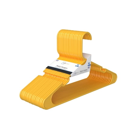 Mainstays Collegiate Clothing Hangers, 18 Count, Scoreboard Yellow, Durable Plastic