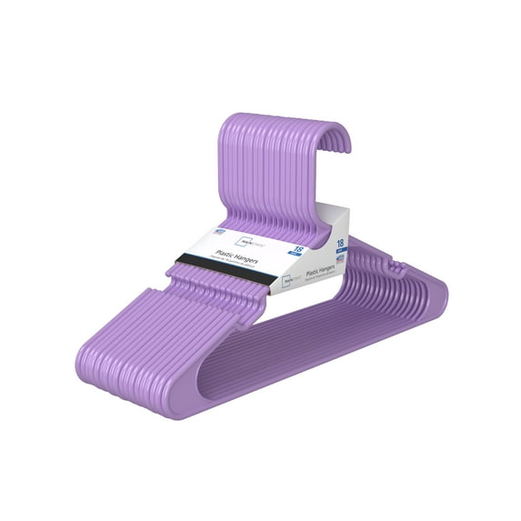Mainstays Violet Bloom Durable Plastic Clothing Hangers, 18 Pack