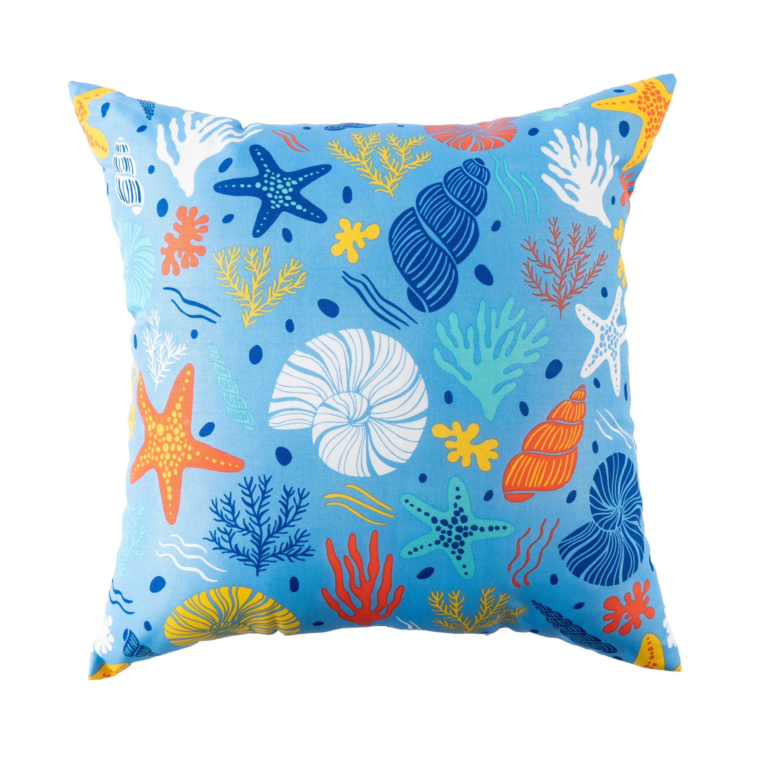 Mainstays Coastal Sea Life Reversible Outdoor Throw Pillow 16 Inch Multicolour Novelty