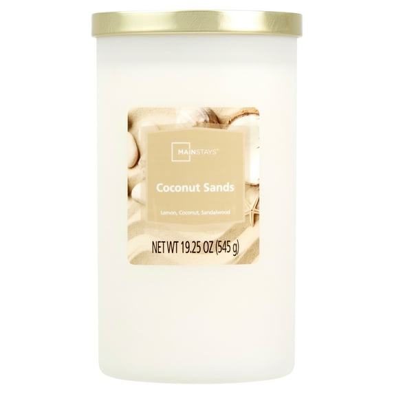 Mainstays Coconut Sands Scented Single-Wick Frosted Glass Jar Candle, 19.25 oz