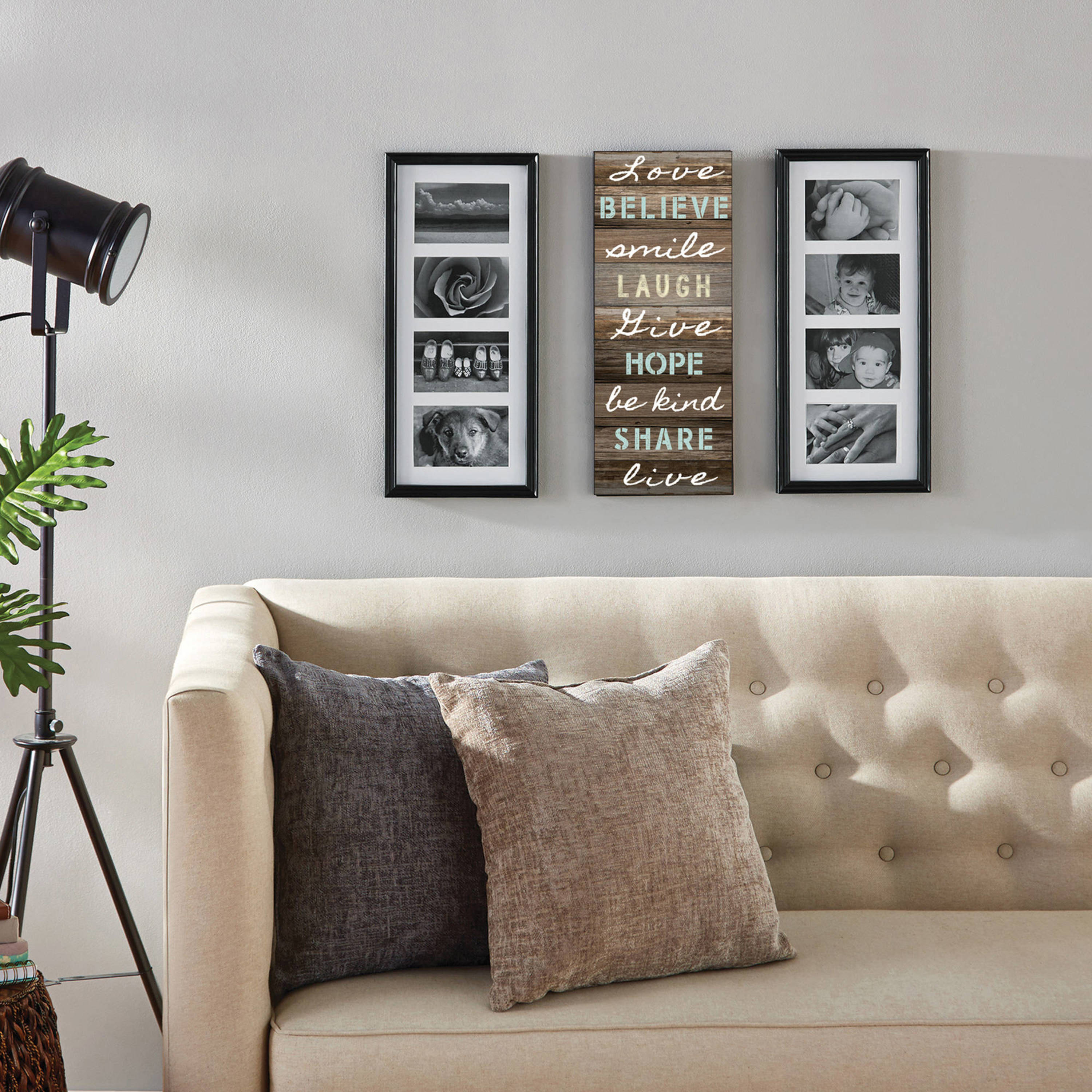 Mainstays Collage Picture Frames with Sentiment Plaque in Black (2 Frames and a Sentiment Wall Decor) - image 1 of 5