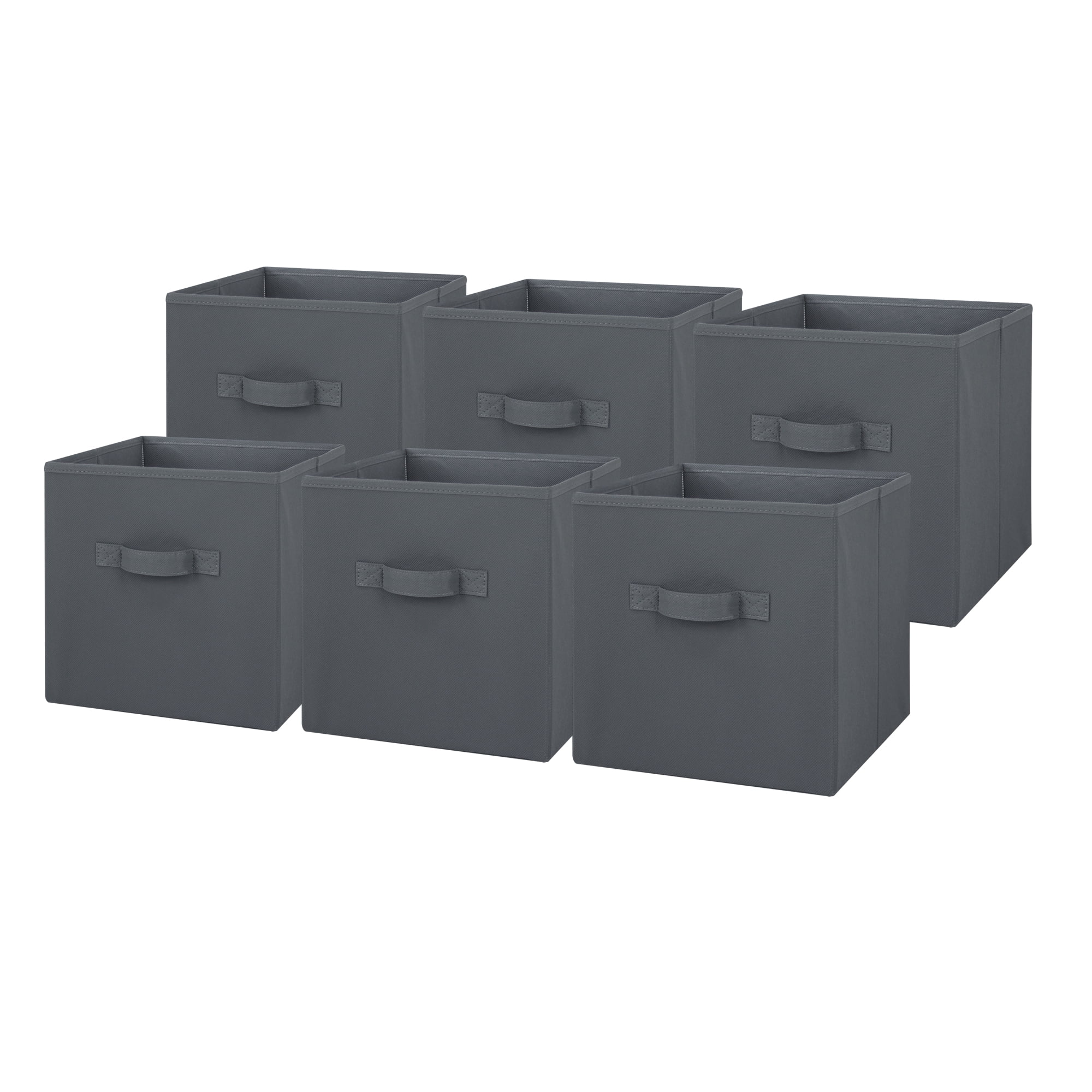 Mainstays Collapsible Cube Fabric Storage Bins 10.5 x 10.5 6 Pack Gray Flannel