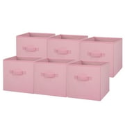 Mainstays Collapsible Cube Fabric Storage Bins (10.5" x 10.5"), 6 Pack, Pink Puff