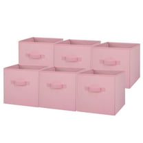 Mainstays Collapsible Cube Fabric Storage Bins (10.5" x 10.5"), 6 Pack, Pink Puff